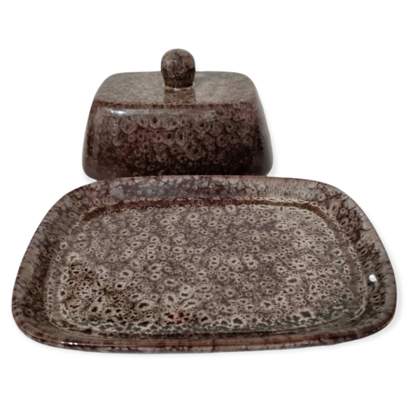Butter or cheese dish Brown ceramic - Picture 2 of 7